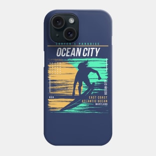 Retro Surfing Ocean City, Maryland // Vintage Surfer Beach // Surfer's Paradise Phone Case