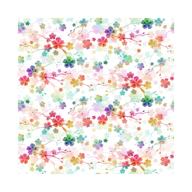 Rainbow Bright Pastel Watercolor Flowers and Vines by podartist