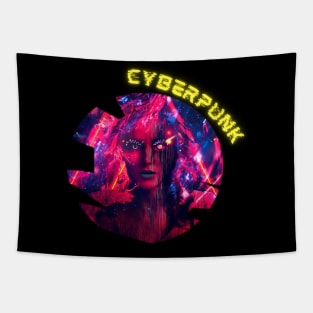 Cyberpunk Futuristic Neon Glitch Tapestry