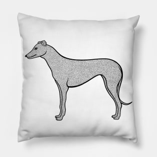 Greyhound Dog Ink Art - detailed cute pet design - on white Pillow