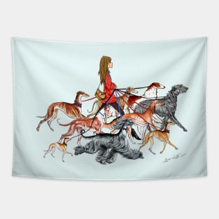 NEW!!!   Walking the Sighthounds.   BROWN HAIR! Tapestry