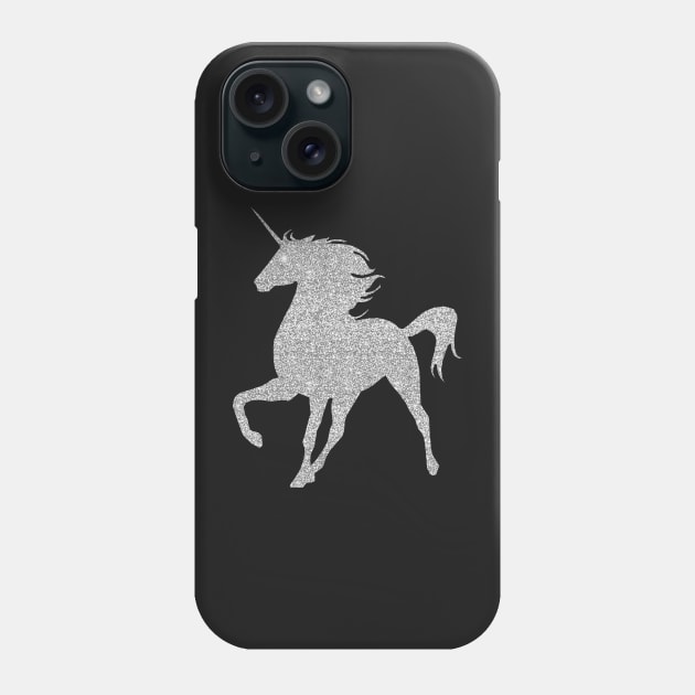 Silver Faux Glitter Magical Unicorn Phone Case by Atteestude