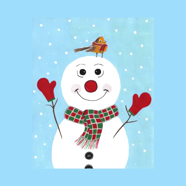 RED Mittens Snowman Christmas by SartorisArt1