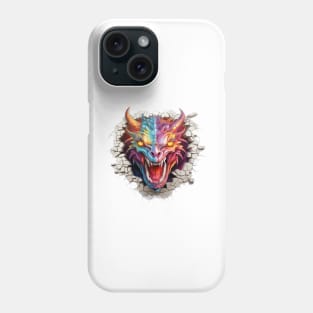 Dragon Head Crack In A Wall 3d Art Phone Case