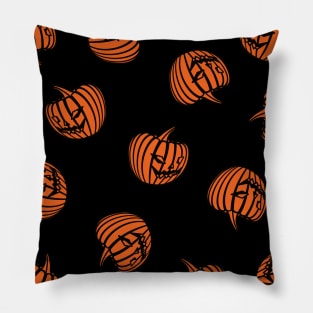 Scary Pumpkin Heads Halloween Pattern Pillow