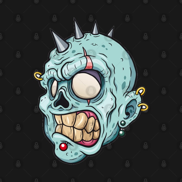 Zombie Punk - Scary Halloween Cartoon Art by bigbikersclub