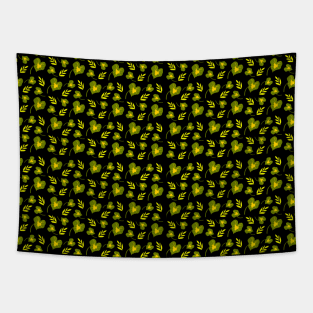 Yellow Green Caladium Leaf Plant Pattern Tapestry