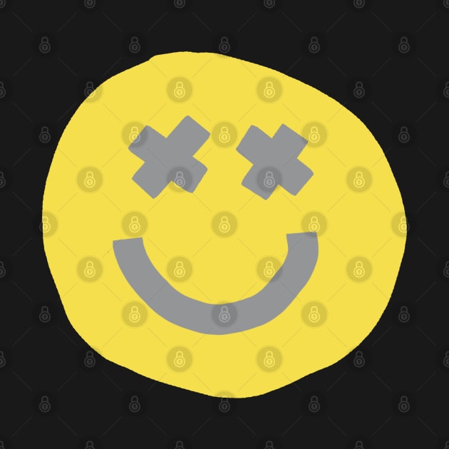 Happy Smiley Face with X Eyes by ellenhenryart