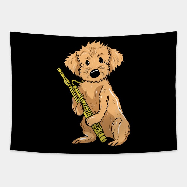 Goldendoodle Playing Bassoon Tapestry by LetsBeginDesigns