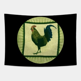 Little Red Rooster Green Tapestry