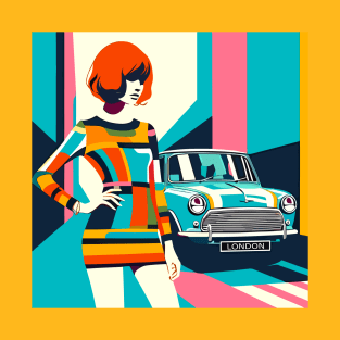 Graphic evocation sixties swinging London Mini dress Mini Austin T-Shirt