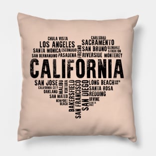 Retro California Heart Love LA San Francisco San Diego San Bernardino San Jose Santa Monica Pillow