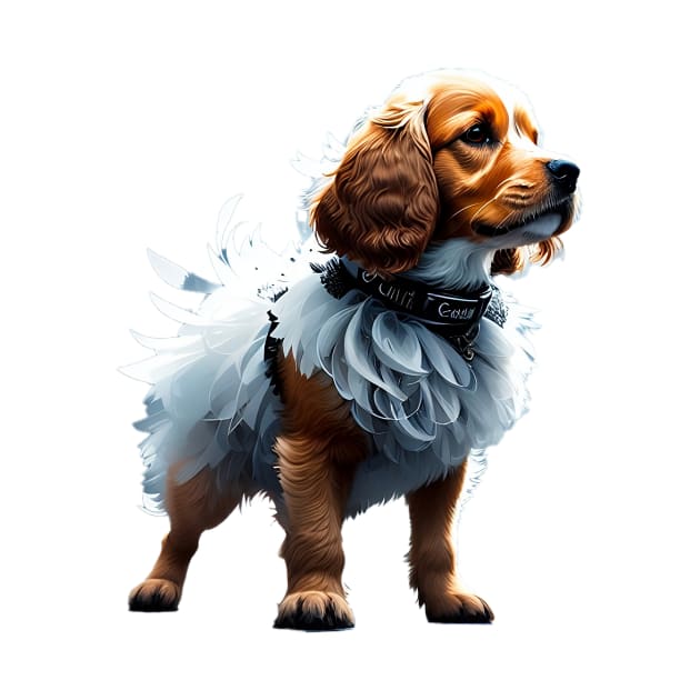 Whimsical Cocker Spaniel in White Flamingo Tutu by fur-niche