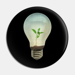 Global Warming plant in a light bulb Pin