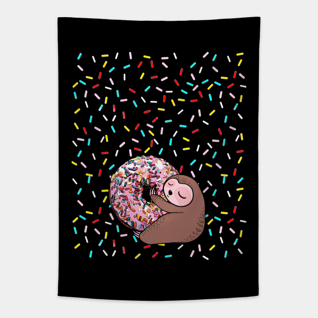 Sloth and sweet donut Tapestry by Collagedream