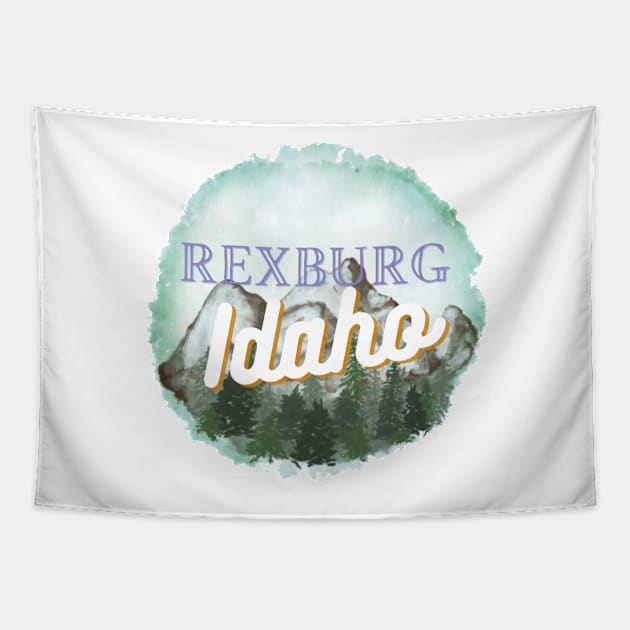 rexburg idaho mountain watercolor Tapestry by OddityArts