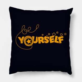 Be Yoyoself 80's Retro Inspirational Quotes Pun Typography Pillow