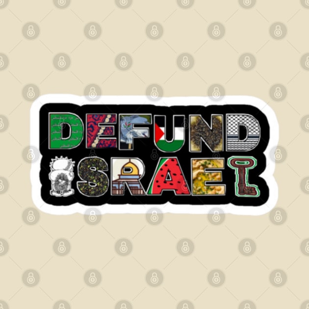 Defund Israel - Palestine Symbols - Black Sticker - Back by SubversiveWare