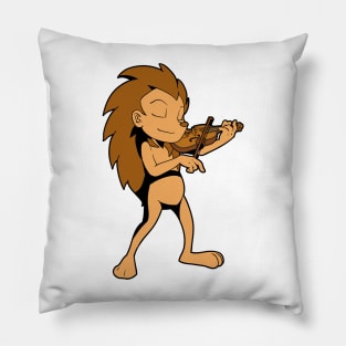 Cartoon hedgehog plays the violin Pillow