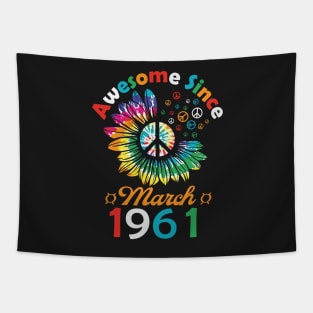 Funny Birthday Quote, Awesome Since March 1961, Retro Birthday Tapestry