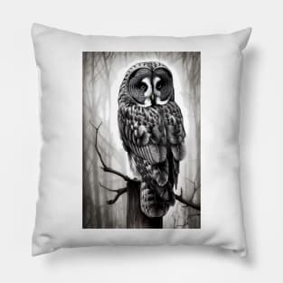 Great Gray Owl Painting Pillow