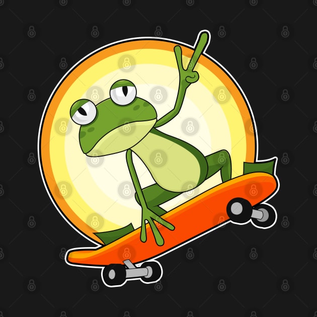 Frog as Skater with Skateboard by Markus Schnabel