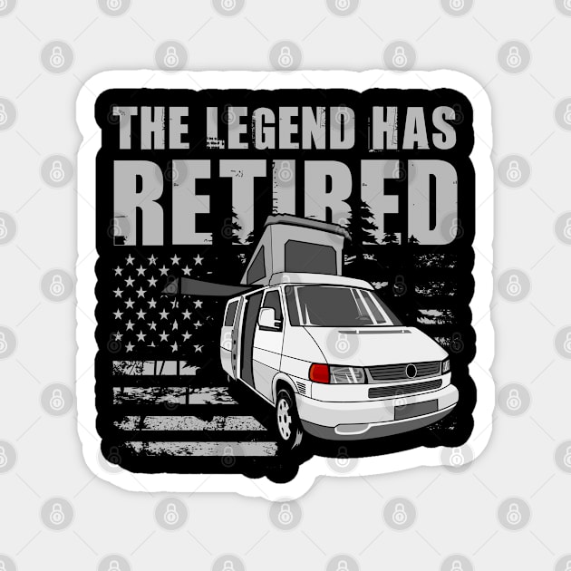 The Legend Has Retired Funny Camping Retirement Gift Idea Magnet by Tesszero