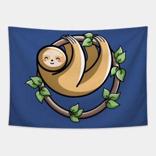 Kawaii Cute Sloth Circle Tapestry