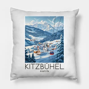 A Vintage Travel Illustration of Kitzbühel - Austria Pillow