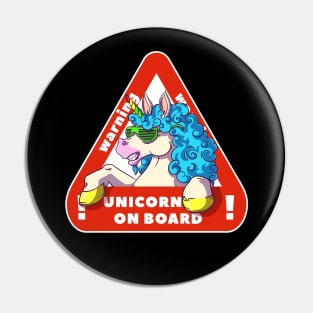 Warning Unicorn On Board Funny Unicorn Lover Gift Pin