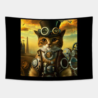 Steampunk Cat In Wonderland Tapestry