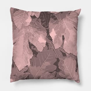 Pink Grey Leaves pattern,  grey, pink, leaves, minimal, decor, xmas, christmas, fall, autumn, holiday, Pillow