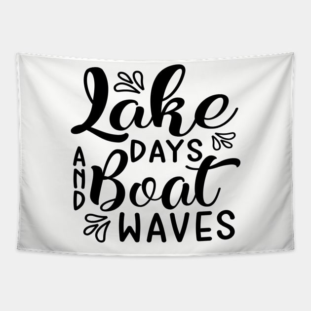 Lake Days and Boat Waves Camping Tapestry by GlimmerDesigns