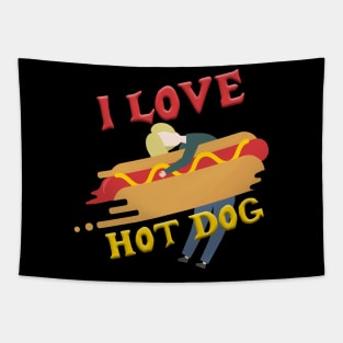 I Love Hot Dog Tapestry