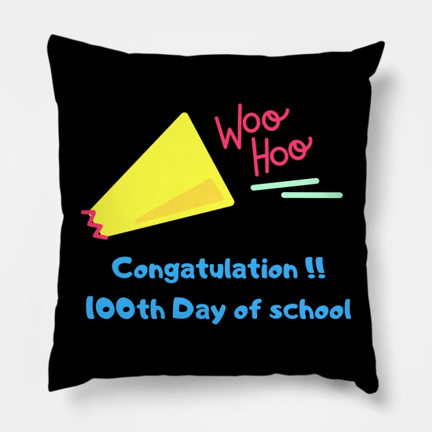 100 days of school woohoo Pillow by GloriaArts⭐⭐⭐⭐⭐