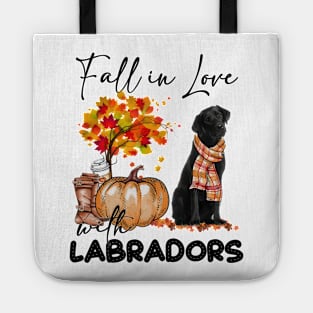 Fall In Love With Labradors Dog Fall Pumpkin Thanksgiving Tote