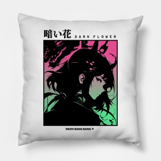 "Dark Flower" Cyberpunk Aesthetic Vaporwave Anime Manga Girl Japanese Streetwear Pillow