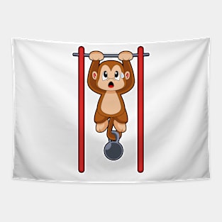 Monkey Bodybuilder Pull ups Fitness Tapestry