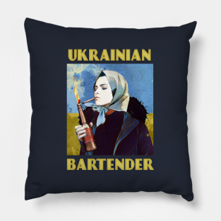 Ukraine Pillow - Ukrainian Bartender by GeekDen