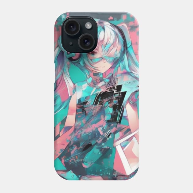 Pixel Serenade: Miku's Anime Reverie Phone Case by Prossori