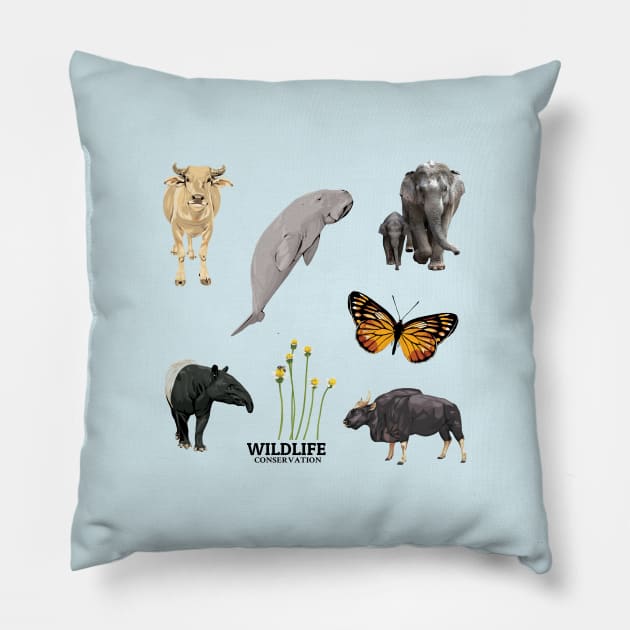 Save beautiful Wildlife Pillow by KewaleeTee