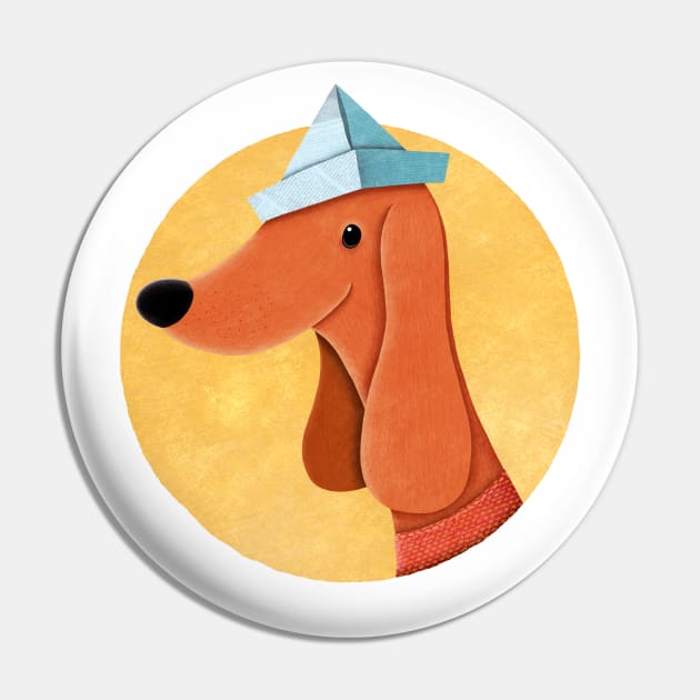 Dog With Newspaper Hat | Illustration Pin by DrawingEggen