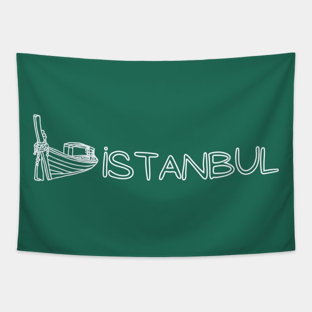 Istanbul Boat Tapestry by High Altitude