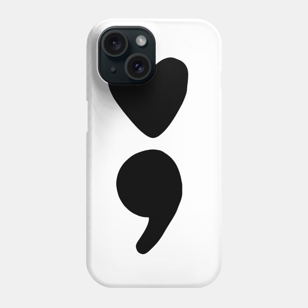 semicolon heart (black) Phone Case by mystudiocreate