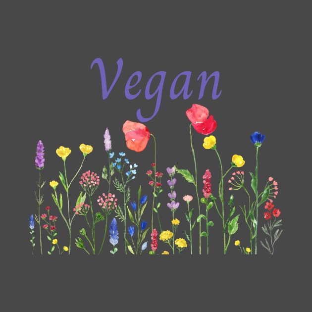 Wildflower Vegan Tee Shirt - Colorful by PastaBarb1