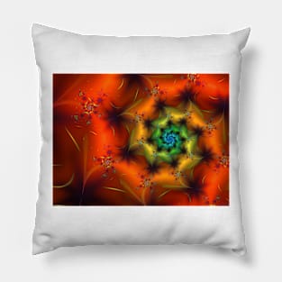 Abstract Orange Spiral Pillow