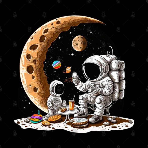 Astronauts Drinking Coffee on the Moon #1 by Chromatic Fusion Studio