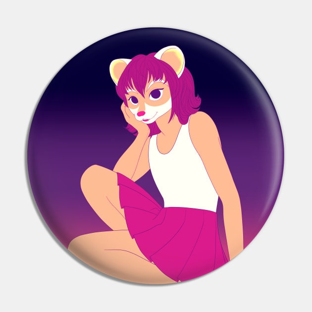 Anthro Sunset Ferret Girl Pin by Todd's Hollow