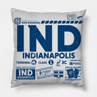 Vintage Indianapolis IND Airport Code Travel Day Retro Travel Tag Pillow