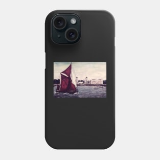 THAMES SAILING BARGE MAY, SAILING PAST GREENWICH NAVAL COLLEGE LONDON Phone Case